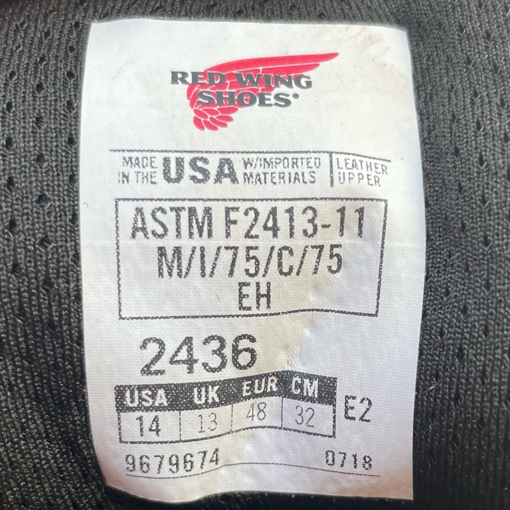 Red Wing Boots Size 14.0 EE #2436 Aluminum Toe Waterproof Electrical Hazard - Picture 14 of 15